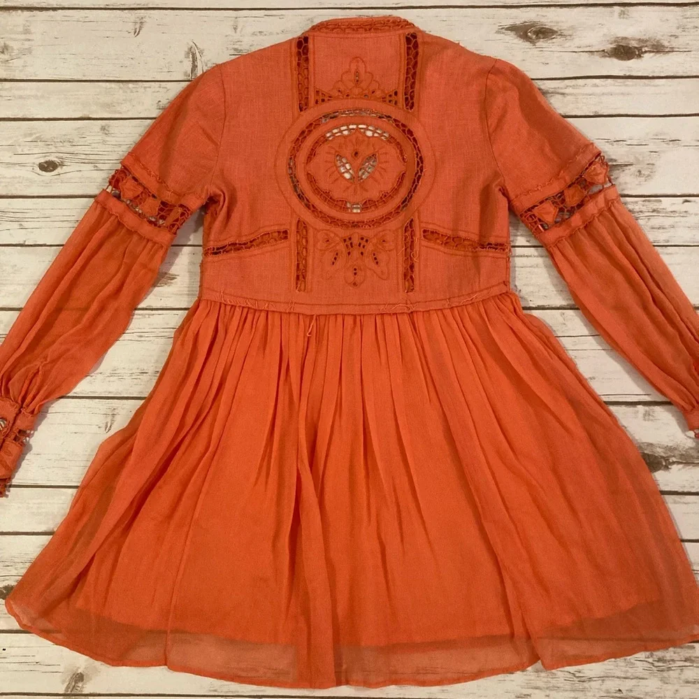 Free People Dreamland Coral Boho Dress 4 - Picture 11 of 16